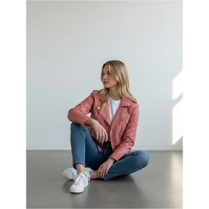 NWT Levi’s Belted Faux Vegan Leather Moto Jacket in Winter Rose Pink Size M
